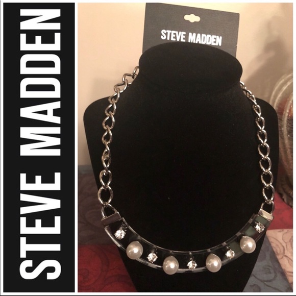 🆕 Steve Madden Silver Tone Lucite Bib Necklace - Picture 1 of 6